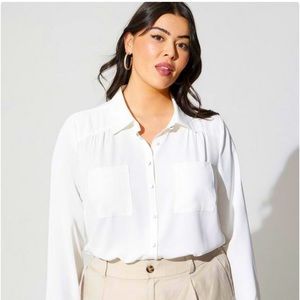 Torrid White Button down blouse